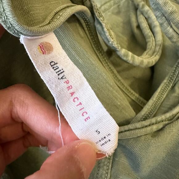 DAILY PRACTICE ANTHROPOLOGIE Lounge Maxi Dress Sage Green Hi-Low Cotton - Picture 9 of 14